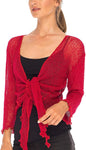 Women's Bolero Crochet Cardigan Popcorn Plain Extended Fishnet Shrug