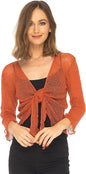 Women's Bolero Crochet Cardigan Popcorn Plain Extended Fishnet Shrug