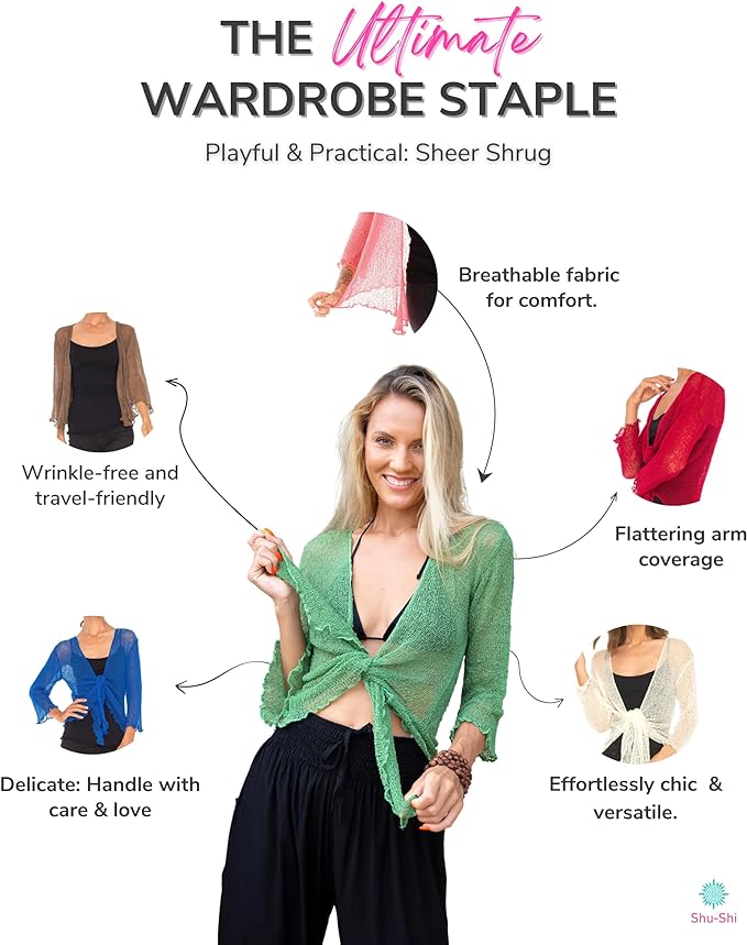 Women's Bolero Crochet Cardigan Popcorn Plain Extended Fishnet Shrug