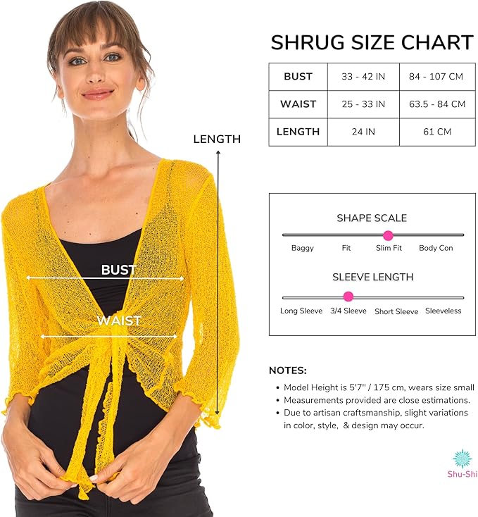 Women's Bolero Crochet Cardigan Popcorn Plain Extended Fishnet Shrug